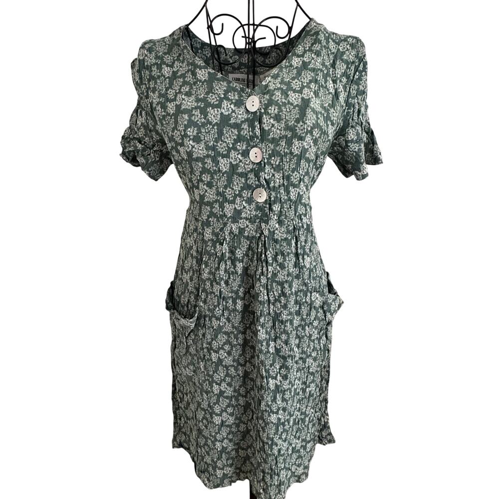Vintage 70's Caroline Wells Collection Cottage Floral Boho Dress Tie Back Retro